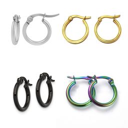 PRIVIU Set Of 4 Stainless Steel Circular Hoop Earrings-6