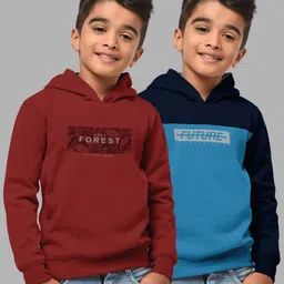 HELLCAT Boys Pack Of 2 Rust Printed Hooded Sweatshirt-picture-13