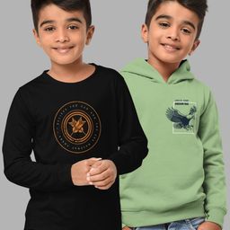 HELLCAT Boys Black 2 Printed Hooded Cotton Sweatshirt-image-36