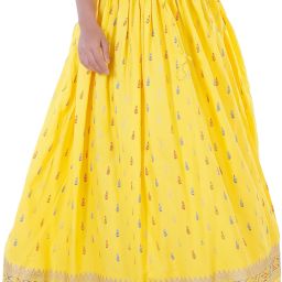 Women Printed Flared Yellow Skirt-image-2