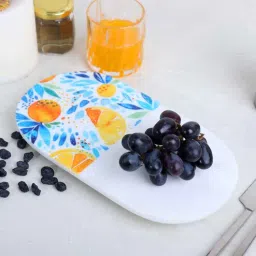 posh n plush Blue & White Oval Marble Summer (11 x 6 Inches)Appetizer Platter-picture-31
