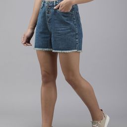 The Roadster Life Co. Women High-Rise Pure Cotton Denim Shorts-52
