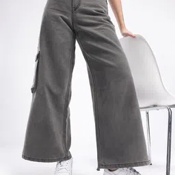 glitchez Women Utility Wide Leg High-Rise Jeans-picture-24