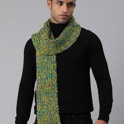 Magic Needles Unisex Green & Blue Embroidered Scarf-3