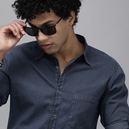 The Roadster Lifestyle Co Men Blue Opaque Casual Shirt-image-78