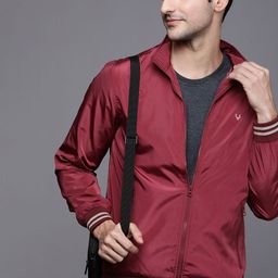 Allen Solly Sport Men Maroon Solid Bomber Jacket-image-48