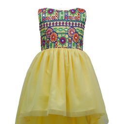 BAESD Girls Floral Embroidered Gathered Net Fit & Flare Dress-picture-13