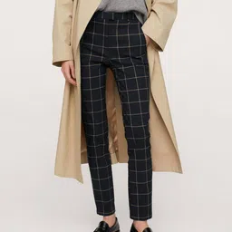 MANGO Women Black Checked Trousers-image-26