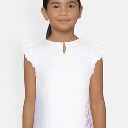 METRO KIDS COMPANY Girls White Embroidered A-Line Pure Cotton Top-image-25
