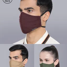 VASTRAMAY Unisex Pack Of 3 Solid 3-Ply Adjustable Face Masks-57