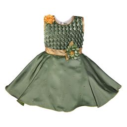 Wish Karo Girls Green Embellished Fit and Flare Dress-image-95