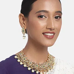 Zaveri Pearls Gold Toned Kundan Studded Jewellery Set-image-87
