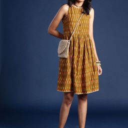 Taavi Printed Sleeveless Above Knee A-Line Ikat Dress-image-10