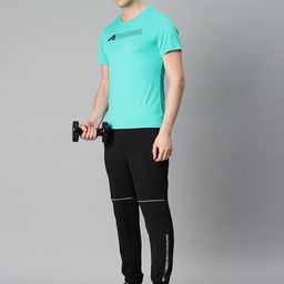 Alcis Men Typography Printed Anti Static Slim Fit Sports T-shirt image 5