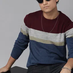 The Roadster Lifestyle Co. Striped Acrylic Pullover-image-37