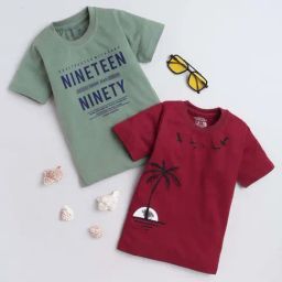 Fourfolds Unisex Green & Red Printed T-Shirt-image-27