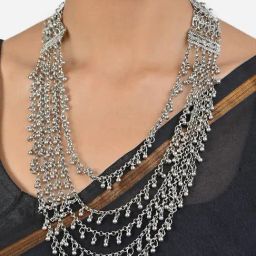 Fida Statement Silver Oxidized Ghunghroo Multi Layered Necklace for Women & Girls-image-33