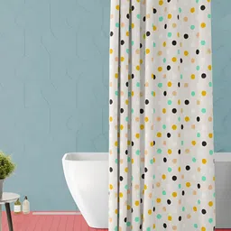 ArtzFolio White & Yellow Geometric Printed Waterproof Shower Curtain-16
