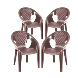 Maharaja Arm Rest Plastic Chair Solid Back For Home, Living Room M-Brown, Surya601_M-Brown-PK4 (Set of 4)-image-94
