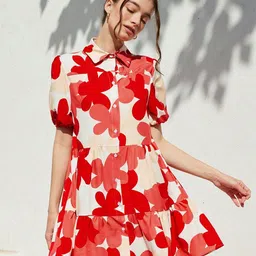 Sugathari Floral Print Ruffled A-Line Midi Dress-picture-3