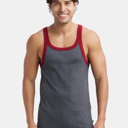 Jockey Zone Grey Cotton Regular Fit Solid Vest-30