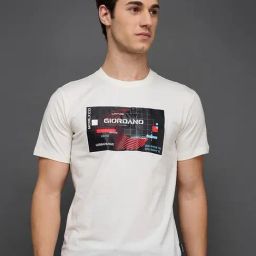 Giordano White Slim Fit Graphic Printed T-Shirt-picture-15