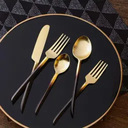 Home4U Ruth Golden Stainless Steel 5 Piece Cutlery Set-22