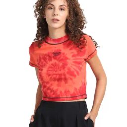 Reebok Classics Orange Tie Die Cl Sr D&D Jersey Crop T-Shirt-image-26