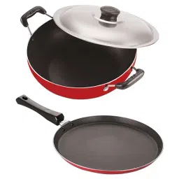 Nirlon Non-Stick Red Aluminium Deep Kadhai & Tawa Combo Gift Set-43