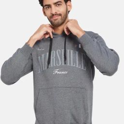 Octave Grey Regular Fit Printed Hooded Sweatshirt-image-35