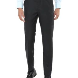 Louis Philippe Black Slim Fit Flat Front Trousers-image-46