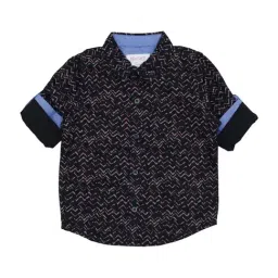Manet Kids Black Cotton Printed Shirt-image-118