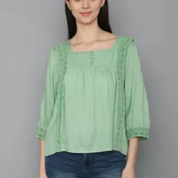 Allen Solly Green Square Neck Top-image-6