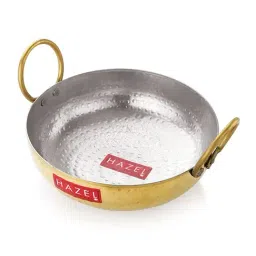 HAZEL Gold Brass Hammered Kadhai with Kalai 23.5cm (2.1 L)-6