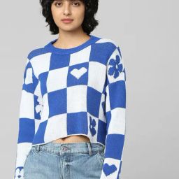 Only Blue & White Checks Pullover-14