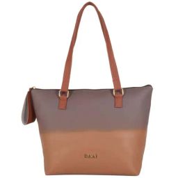Enoki Purple Color Block Medium Tote Handbag-image-29