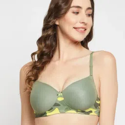 Clovia Green Printed Full Coverage Non-Wired T-Shirt Bra-picture-30