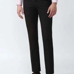 Van Heusen Black Slim Fit Self Pattern Trousers-picture-4