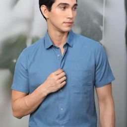 Rare Rabbit Blue Regular Fit Solid Shirt-image-45