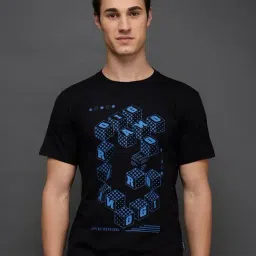 Giordano Black Slim Fit Graphic Printed T-Shirt-image-23