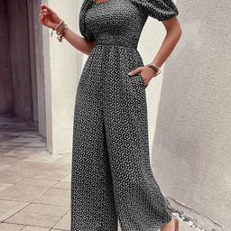 DressBerry Smocked Floral Printed Basic Jumpsuit-picture-50