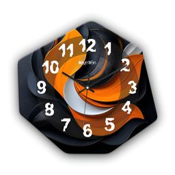OLIVE TREE Black & Yellow Printed Geometric Wall Clock image 5