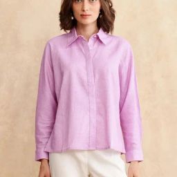 RAREISM Purple Cotton Blend Printed Long Sleeves Shirt-image-109
