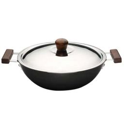 Wonderchef Ebony Hard Anodized 24 cm Wok with Lid-27