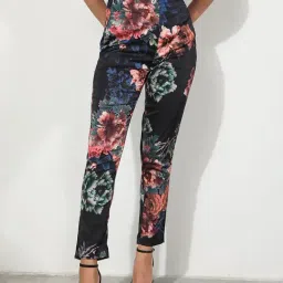 RAREISM Black Modal Printed Trousers-image-47