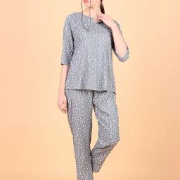 Ichaa Grey Rayon Print 3/4th sleeves Night Suits-38