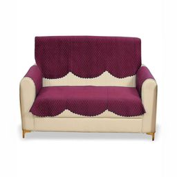 Fashion Throw Pink Solid Velvet 4 Piece Sofa Cover With Arms-image-58