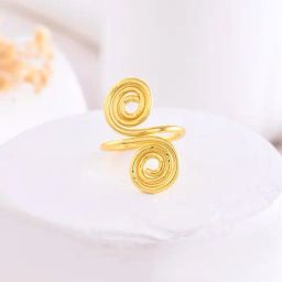 VOJ Gold Plated Circular Designed Anti Tarnish Vintage Ring-10