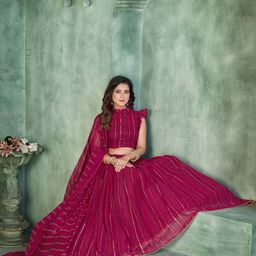 KALINI Sequinned Semi-Stitched Lehenga & Unstitched Blouse With Dupatta-picture-0
