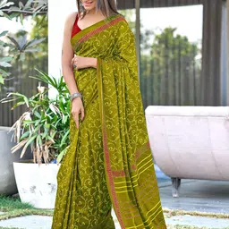 DIVASTRI Floral Ready to Wear Block Print Saree-picture-5